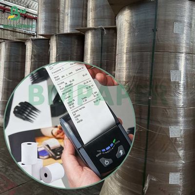 80 جرام ورق حراري مباشر مطلي من الأعلى 90 جرام لفات ماكينة تسجيل المدفوعات النقدية 490 ملم