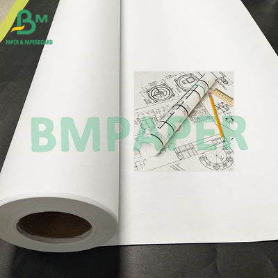 20LB 24 &quot;× 150&quot; CAD حبر جيت رولز السندات 80gsm الورق المخطط الأبيض لورق الهندسة